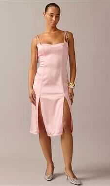 Women's J. Crew X Anna October Side Slit Cami Slip Dress Pink size 4 Coquette
